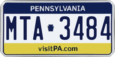 PA license plate MTA3484