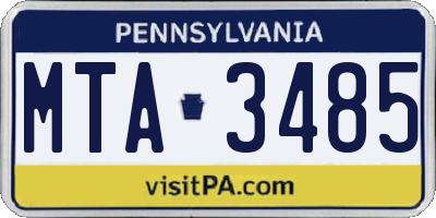 PA license plate MTA3485