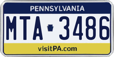 PA license plate MTA3486