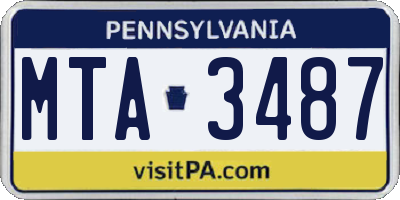 PA license plate MTA3487