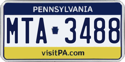 PA license plate MTA3488