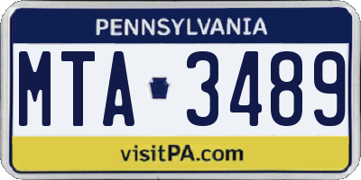 PA license plate MTA3489