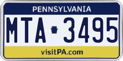 PA license plate MTA3495