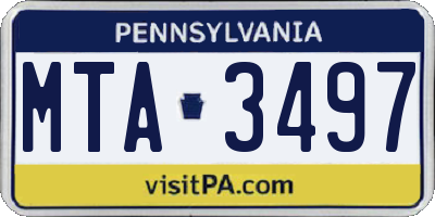 PA license plate MTA3497