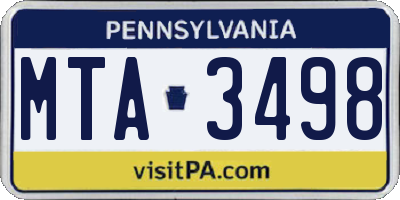 PA license plate MTA3498