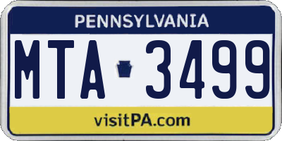 PA license plate MTA3499