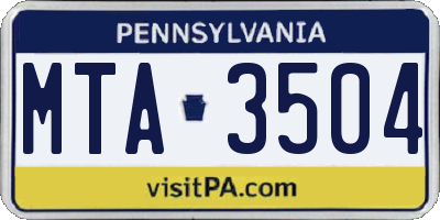 PA license plate MTA3504