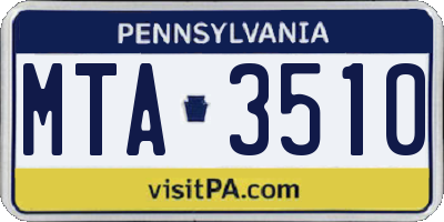 PA license plate MTA3510