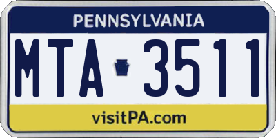 PA license plate MTA3511