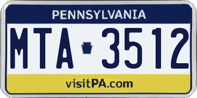 PA license plate MTA3512