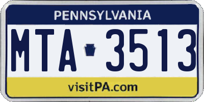 PA license plate MTA3513