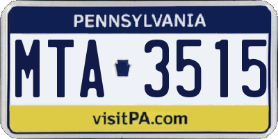 PA license plate MTA3515