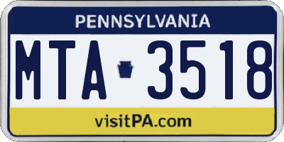 PA license plate MTA3518