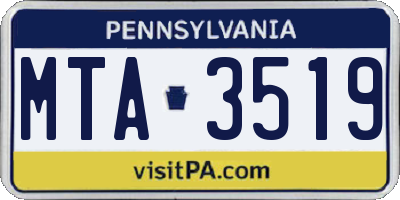 PA license plate MTA3519