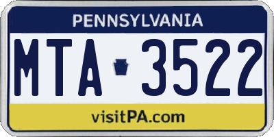 PA license plate MTA3522