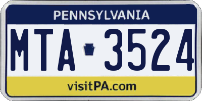 PA license plate MTA3524