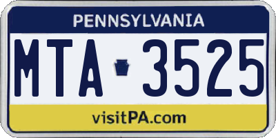 PA license plate MTA3525