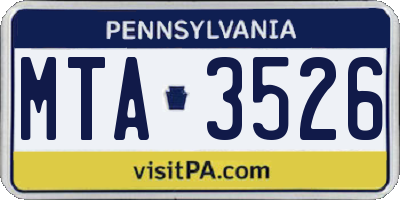 PA license plate MTA3526