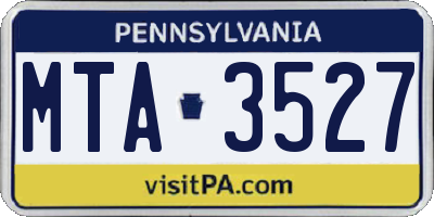 PA license plate MTA3527