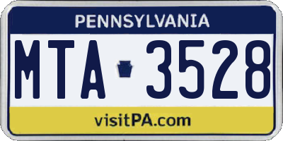 PA license plate MTA3528