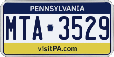 PA license plate MTA3529