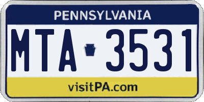 PA license plate MTA3531
