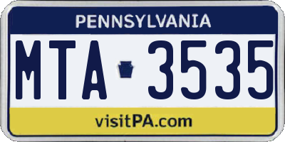 PA license plate MTA3535