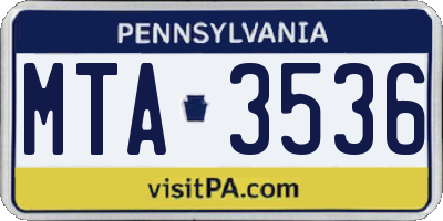 PA license plate MTA3536