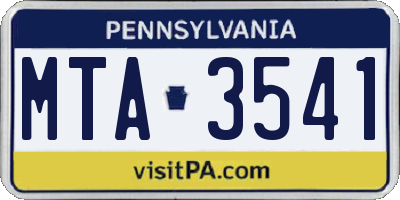 PA license plate MTA3541