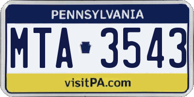PA license plate MTA3543