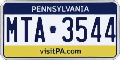 PA license plate MTA3544