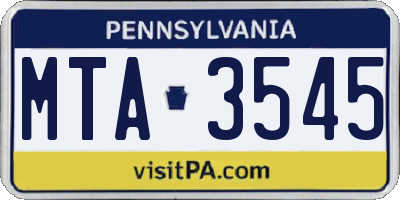 PA license plate MTA3545
