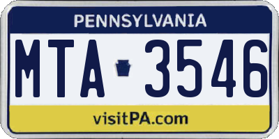 PA license plate MTA3546