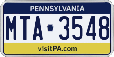 PA license plate MTA3548