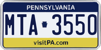 PA license plate MTA3550