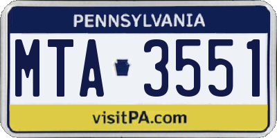 PA license plate MTA3551