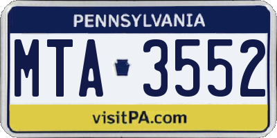 PA license plate MTA3552