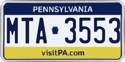 PA license plate MTA3553