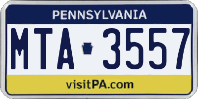 PA license plate MTA3557