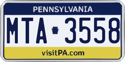 PA license plate MTA3558