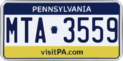 PA license plate MTA3559