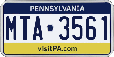 PA license plate MTA3561