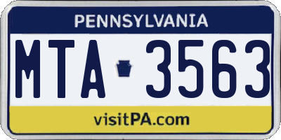 PA license plate MTA3563