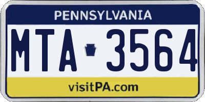PA license plate MTA3564