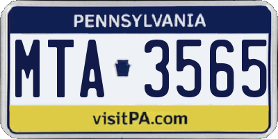PA license plate MTA3565