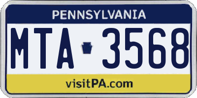 PA license plate MTA3568