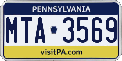 PA license plate MTA3569
