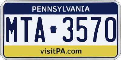 PA license plate MTA3570