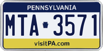 PA license plate MTA3571