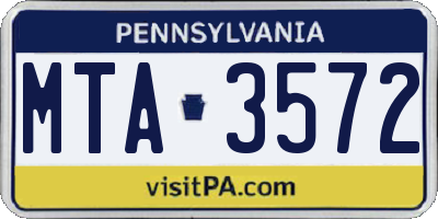 PA license plate MTA3572